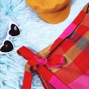 Vtg 70s Plaid High Waisted Maxi Skirt SM